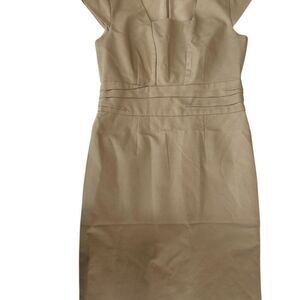 Banana Republic Tan Cap Sleeve Straight Midi Straight Office Dress size 8 Petite